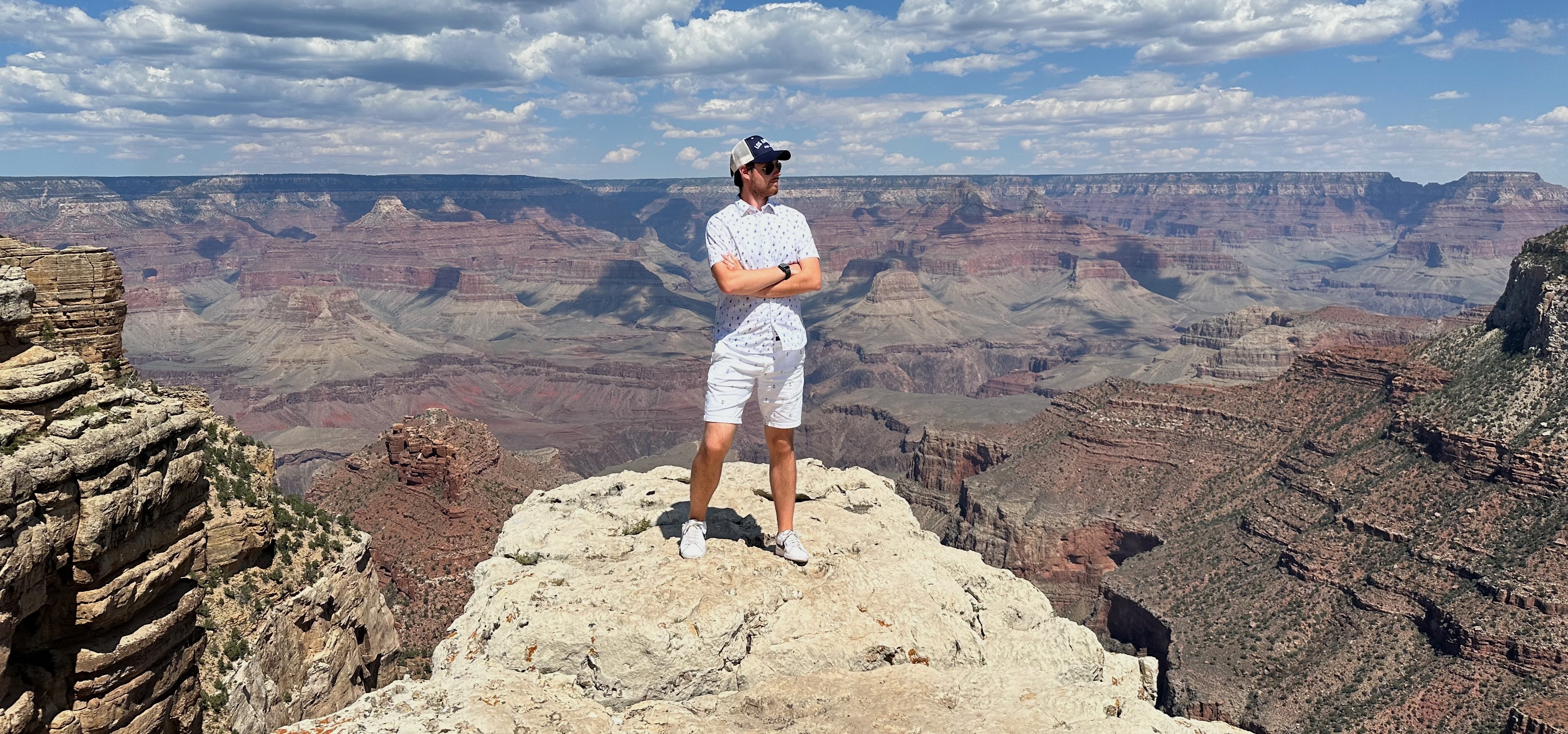 I'm standing on a rock in the Grand Canyon.